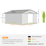 Galvanised Steel Outdoor Garden Shed 13ft x 11ft - Velmora