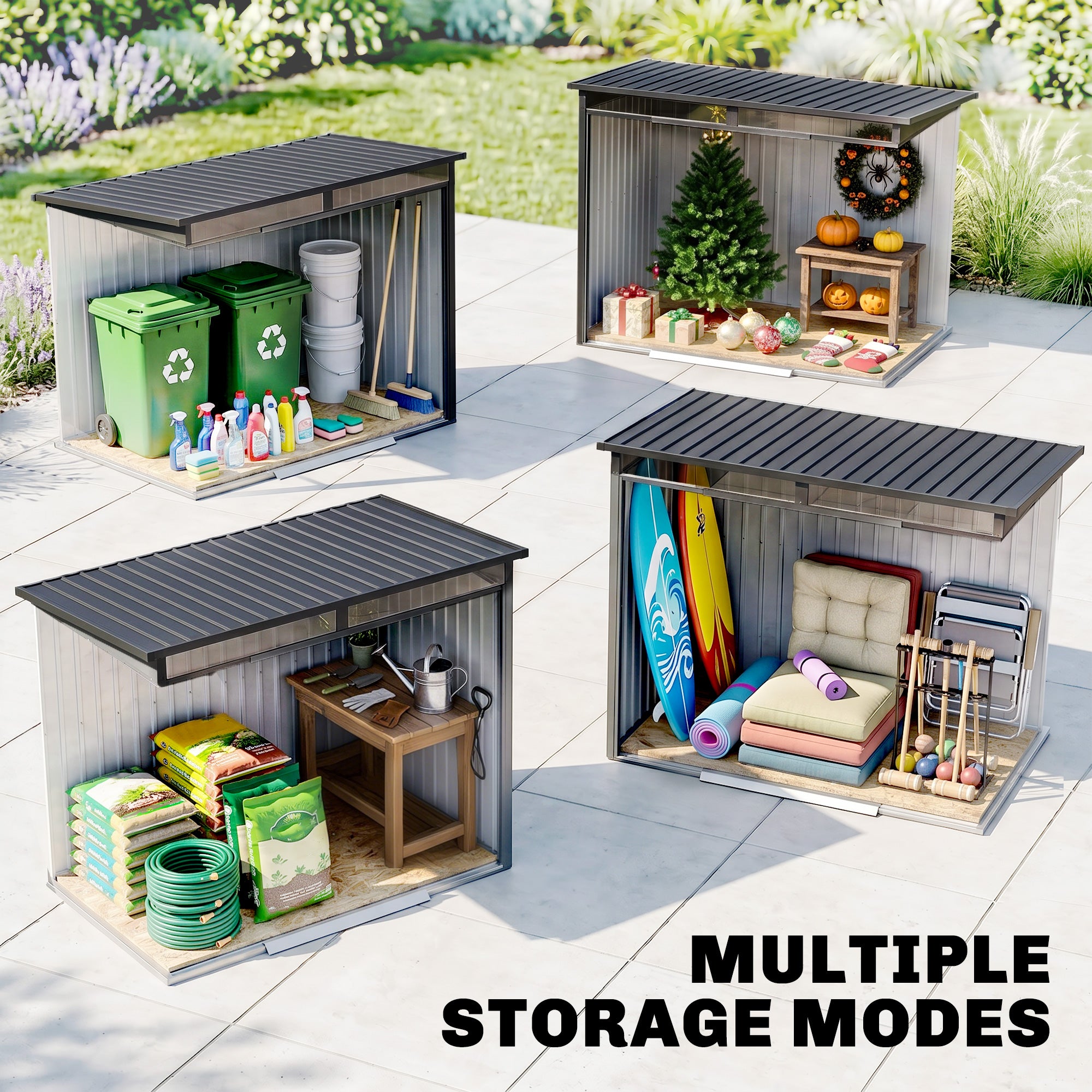 Galvanised Steel Outdoor Garden Shed 6.5ft x 4ft - Velmora