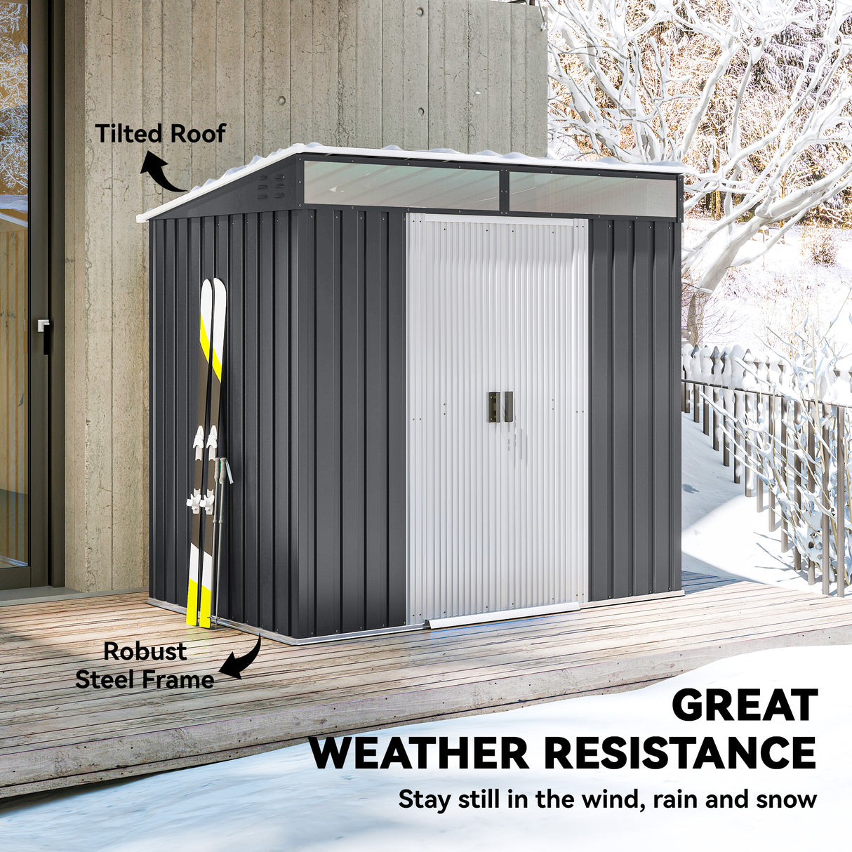 Galvanised Steel Outdoor Garden Shed 6.5ft x 4ft - Velmora