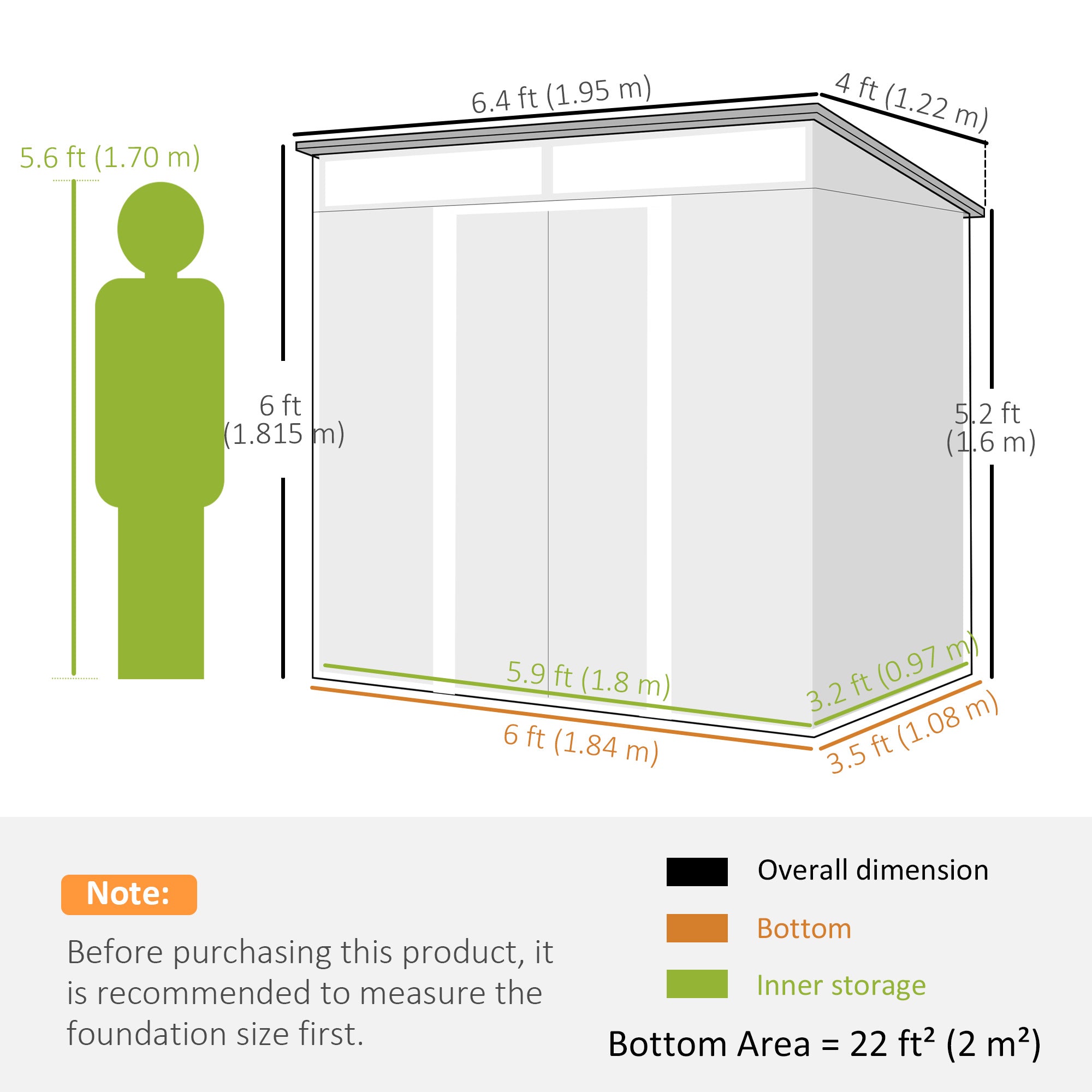 Galvanised Steel Outdoor Garden Shed 6.5ft x 4ft - Velmora