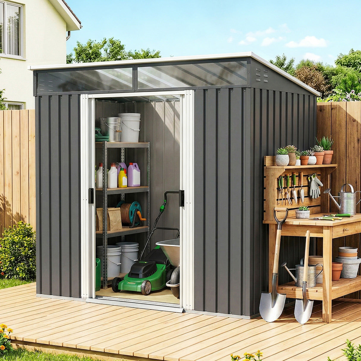 Galvanised Steel Outdoor Garden Shed 6.5ft x 4ft - Velmora