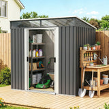 Galvanised Steel Outdoor Garden Shed 6.5ft x 4ft - Velmora