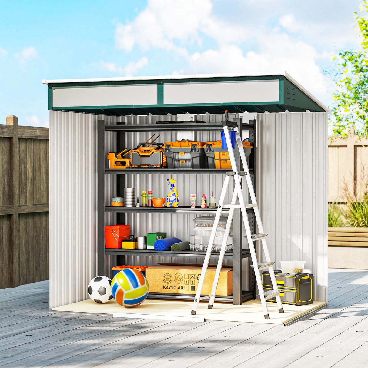 Galvanised Steel Outdoor Garden Shed 6.5ft x 4ft - Velmora