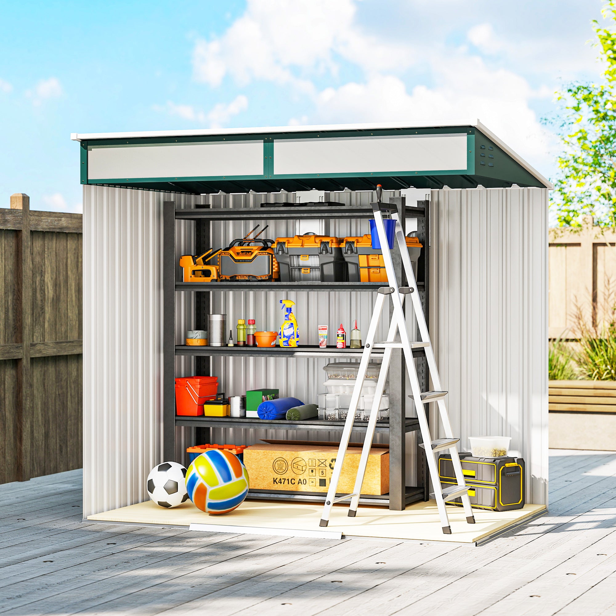 Galvanised Steel Outdoor Garden Shed 6.5ft x 4ft - Velmora
