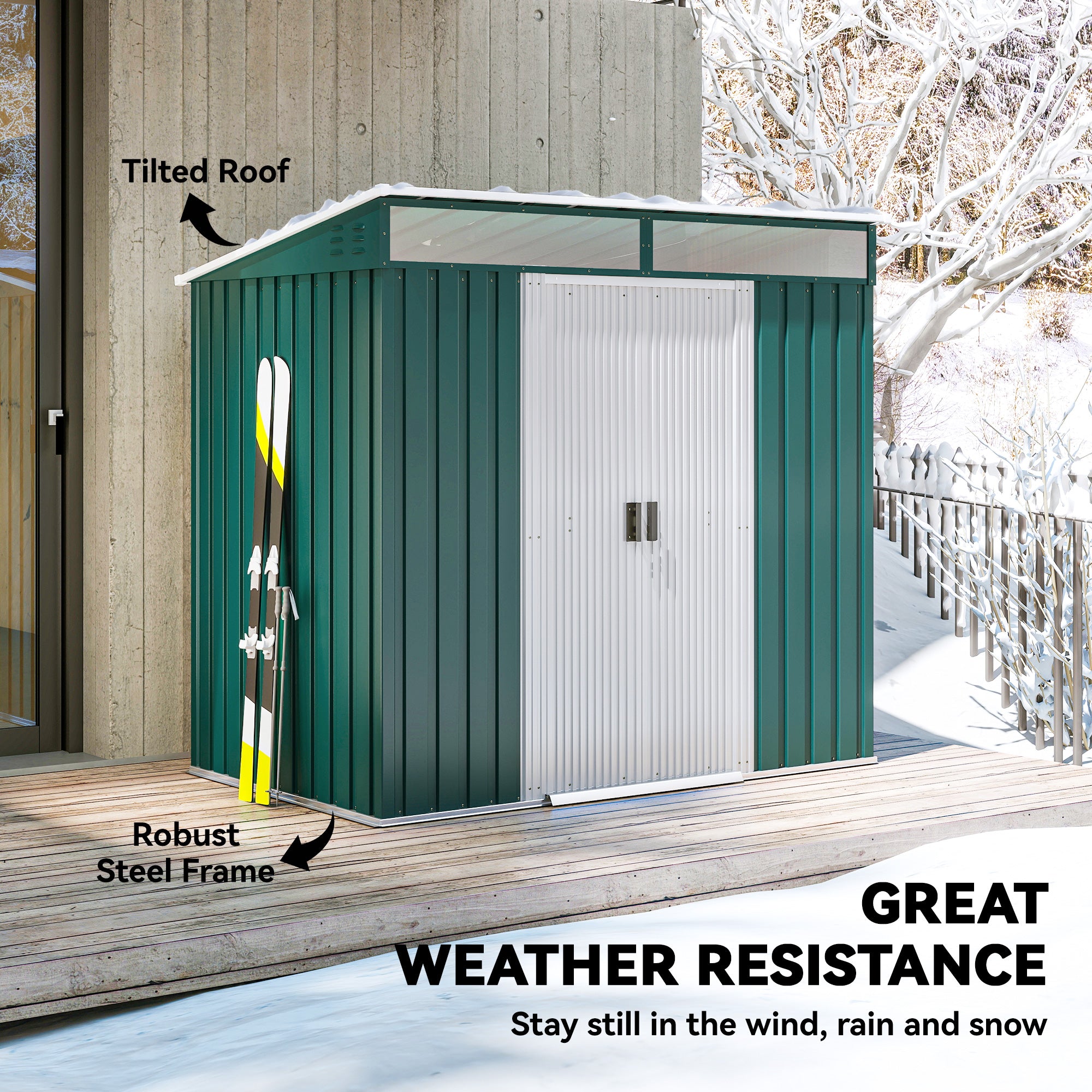 Galvanised Steel Outdoor Garden Shed 6.5ft x 4ft - Velmora