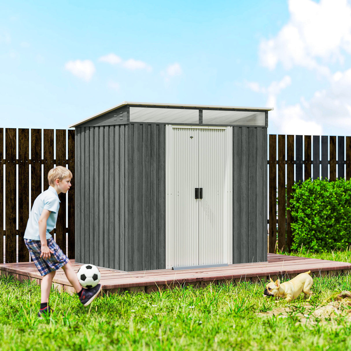 Galvanised Steel Outdoor Garden Shed 6.5ft x 4ft - Velmora