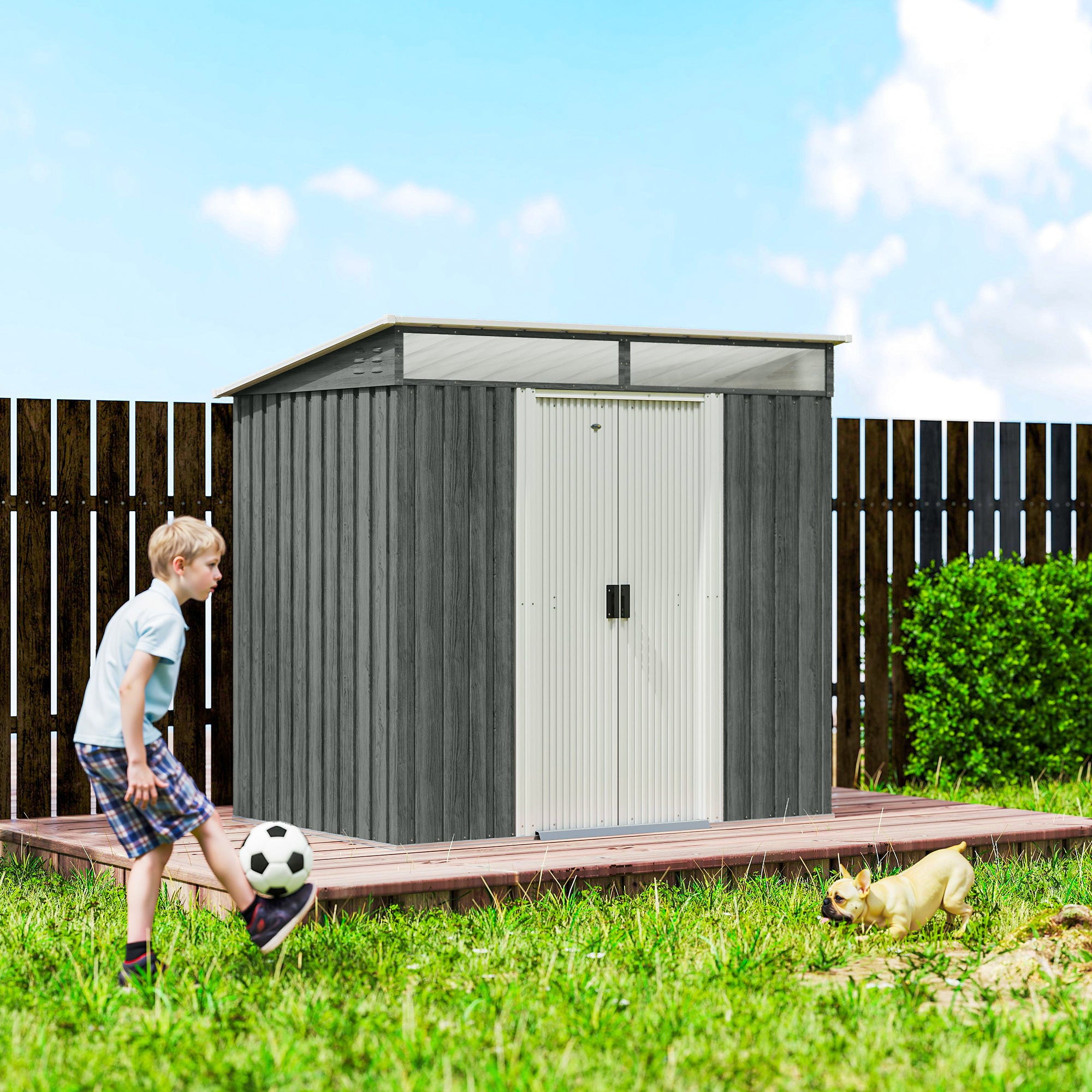 Galvanised Steel Outdoor Garden Shed 6.5ft x 4ft - Velmora