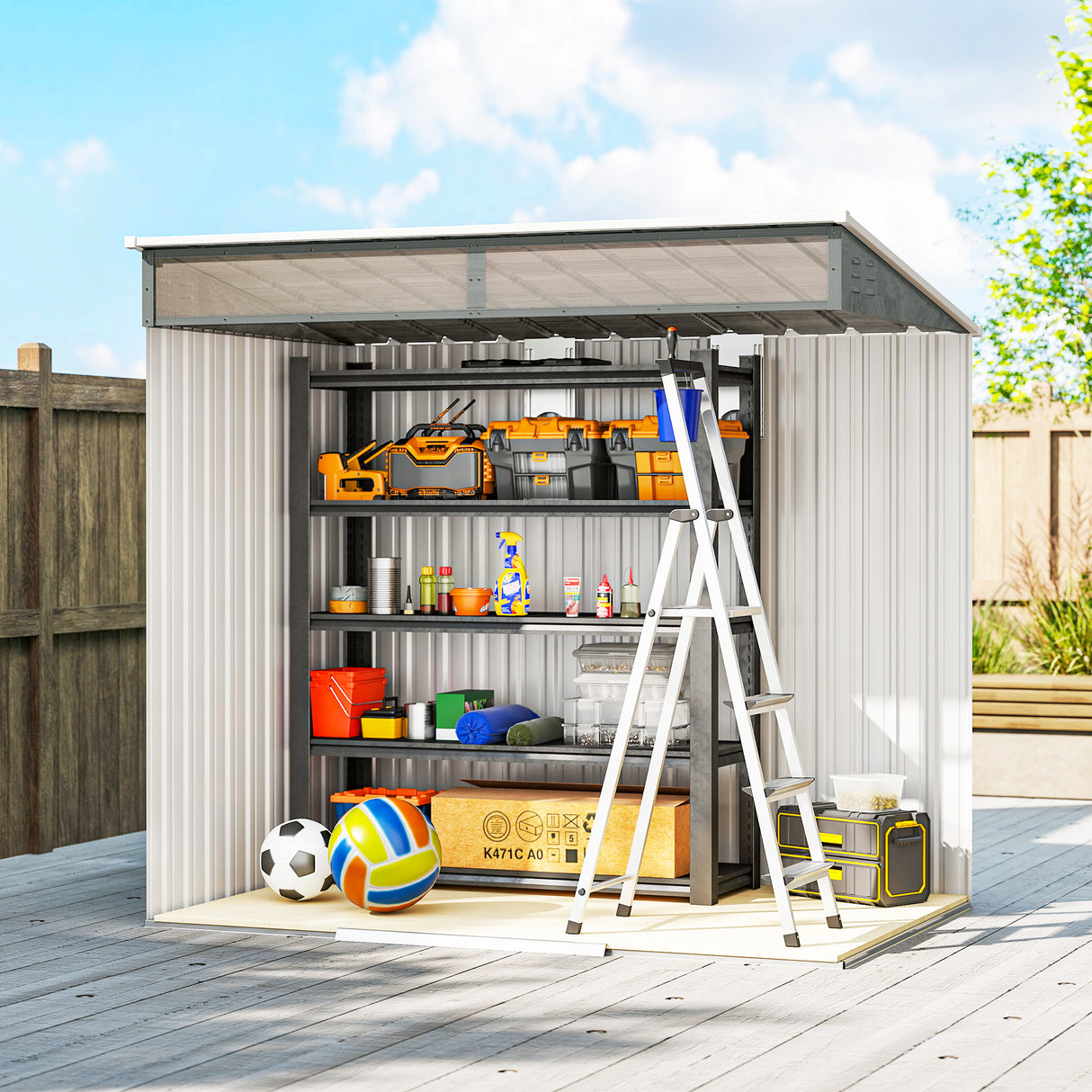 Galvanised Steel Outdoor Garden Shed 6.5ft x 4ft - Velmora