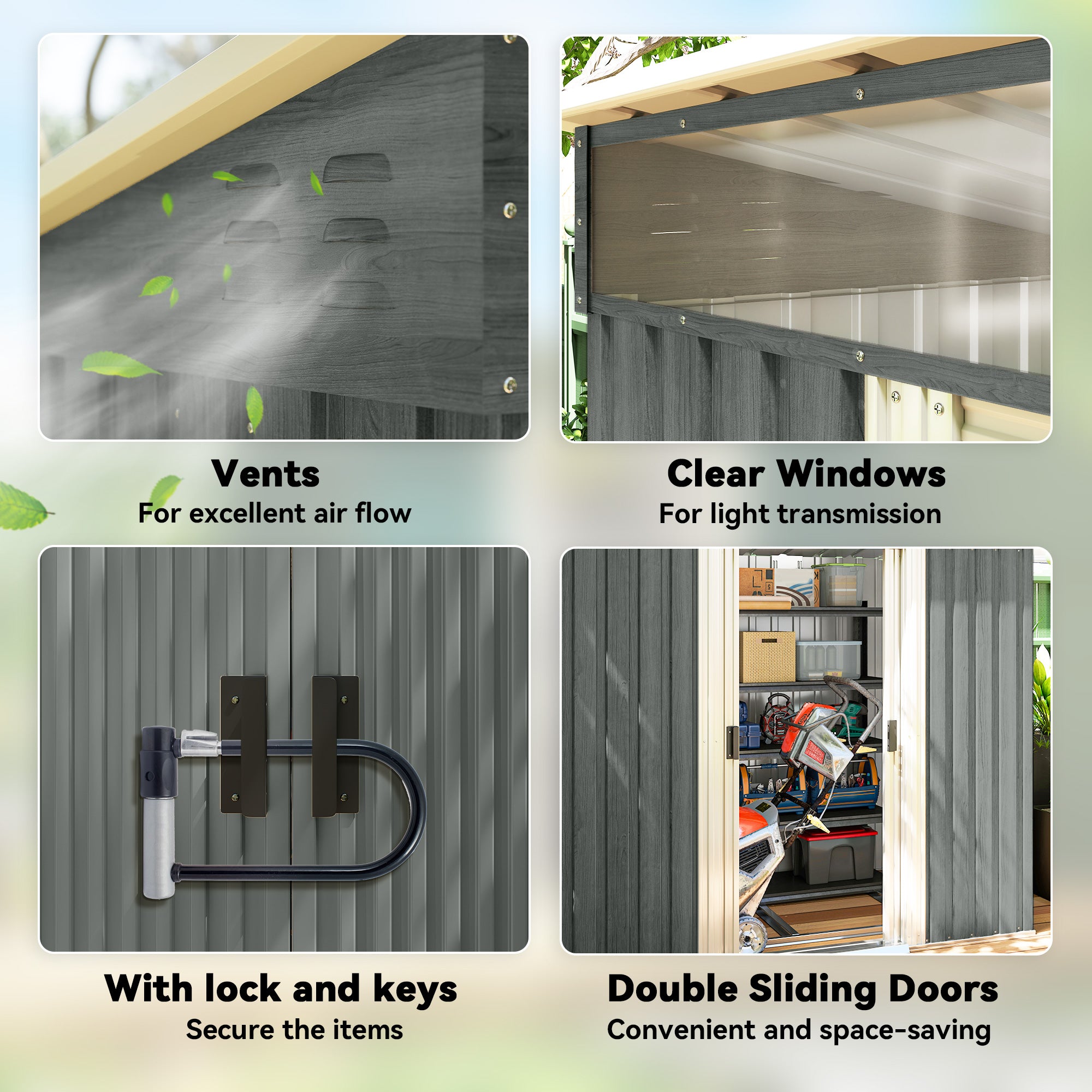 Galvanised Steel Outdoor Garden Shed 6.5ft x 4ft - Velmora