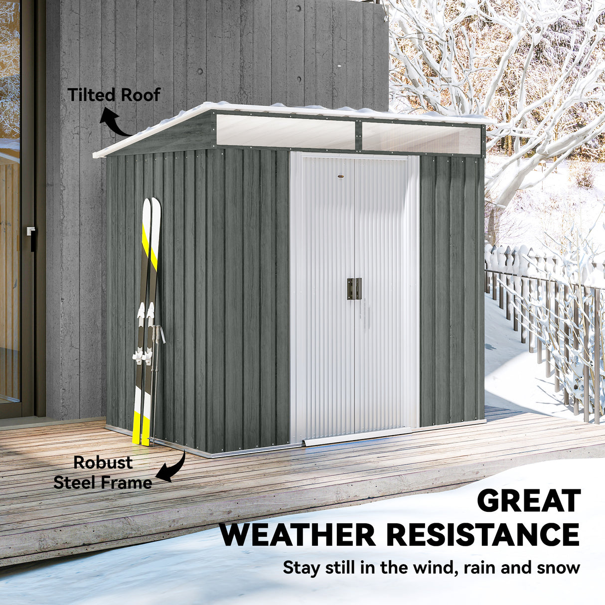 Galvanised Steel Outdoor Garden Shed 6.5ft x 4ft - Velmora