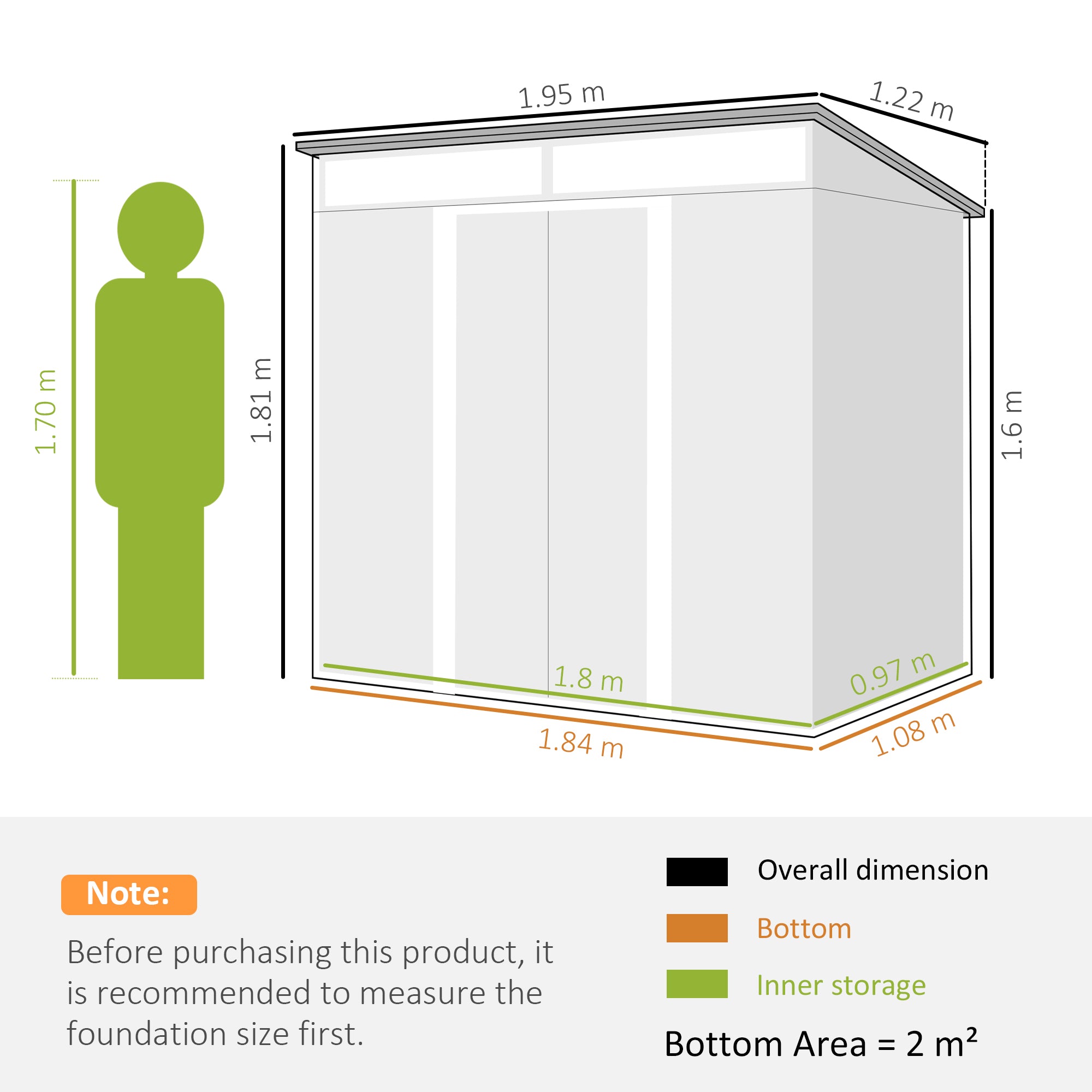 Galvanised Steel Outdoor Garden Shed 6.5ft x 4ft - Velmora