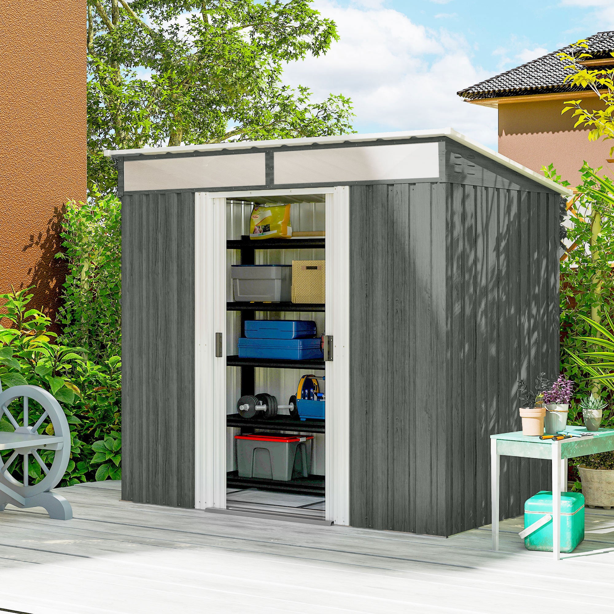 Galvanised Steel Outdoor Garden Shed 6.5ft x 4ft - Velmora