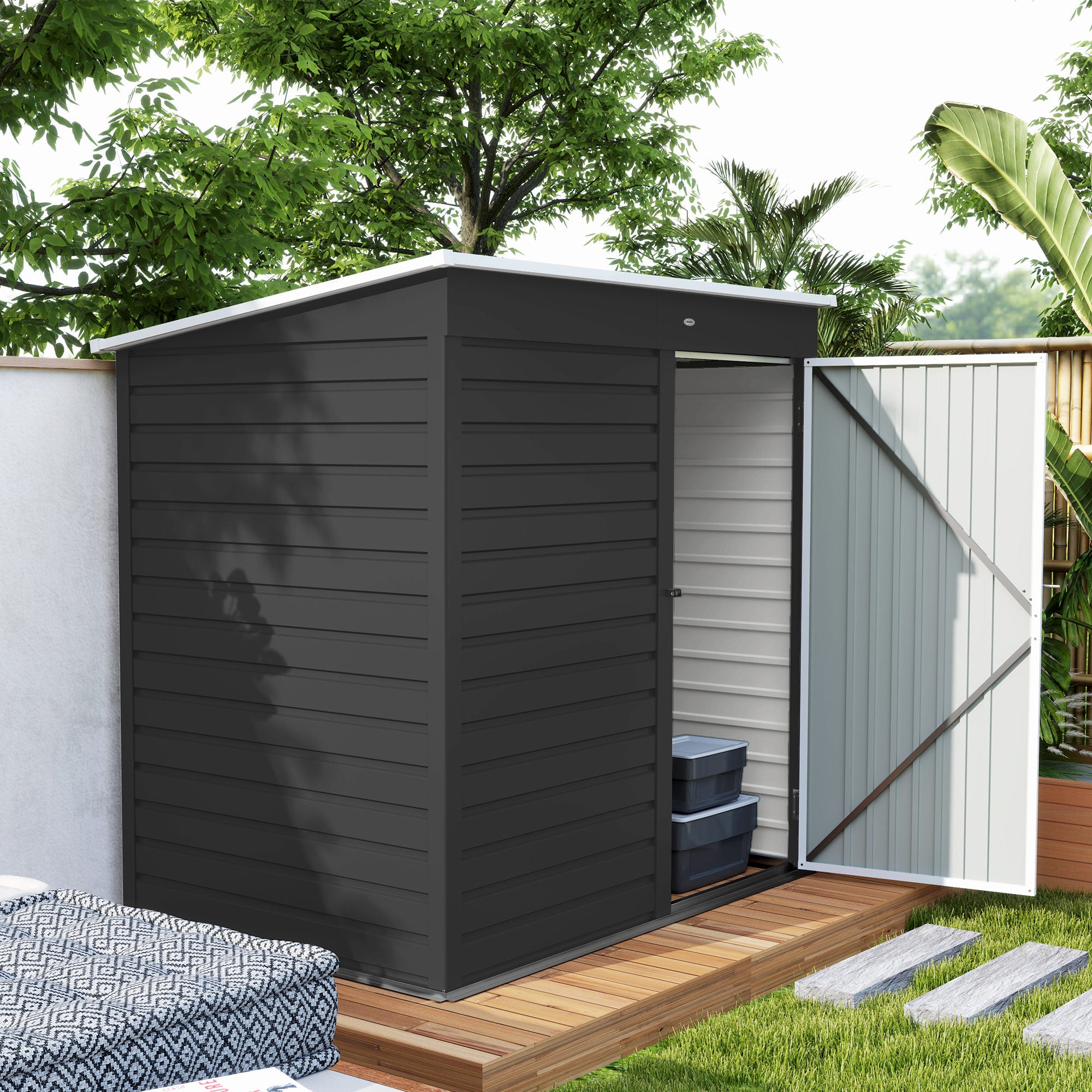 Galvanised Steel Outdoor Garden Shed 6.5ft x 4ft - Velmora