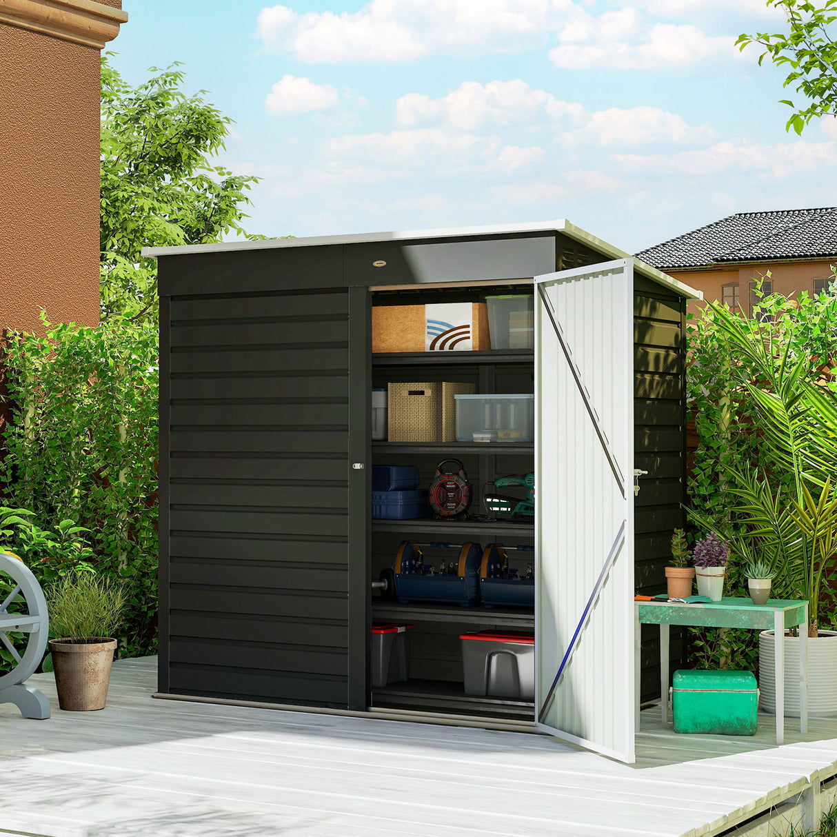 Galvanised Steel Outdoor Garden Shed 6.5ft x 4ft - Velmora
