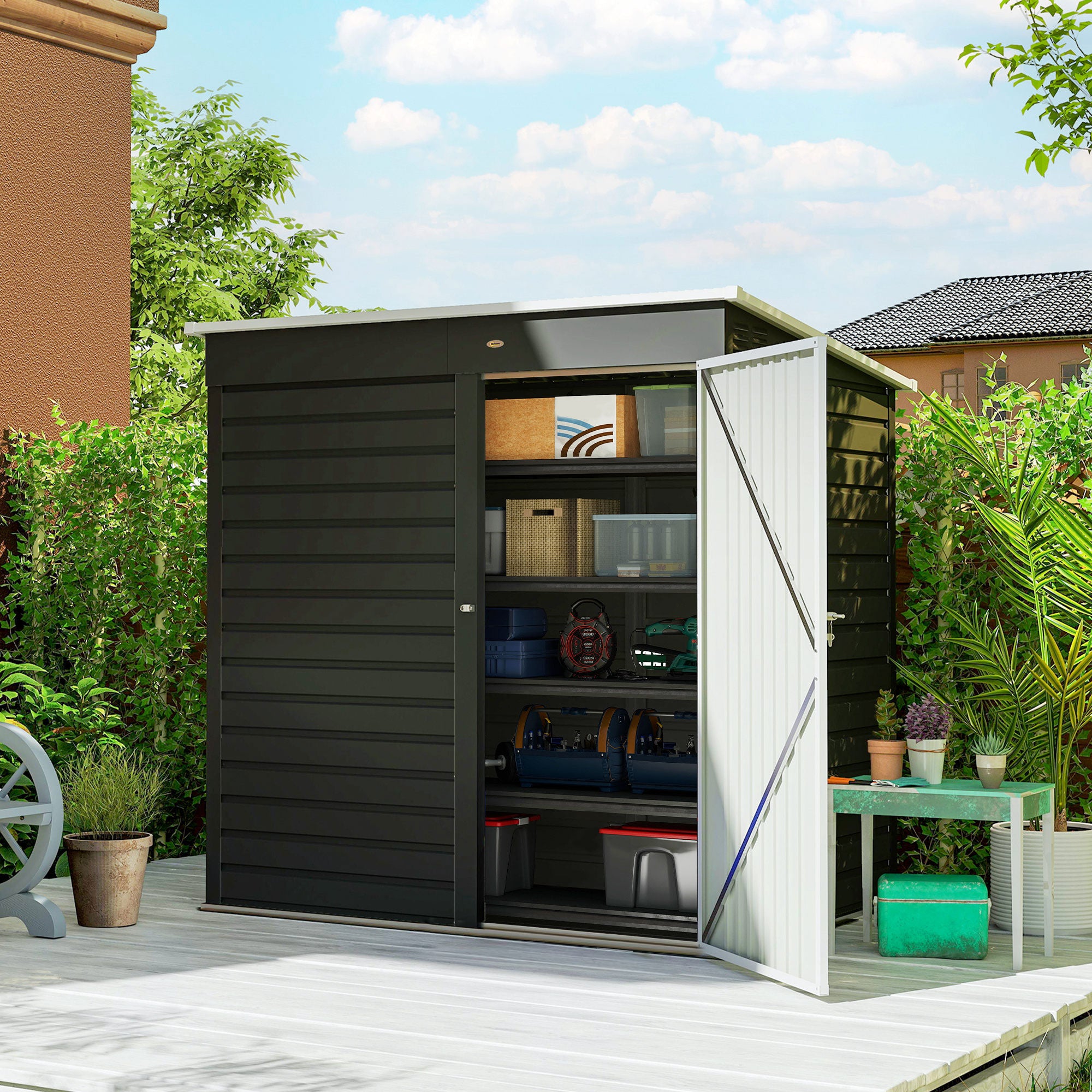 Galvanised Steel Outdoor Garden Shed 6.5ft x 4ft - Velmora