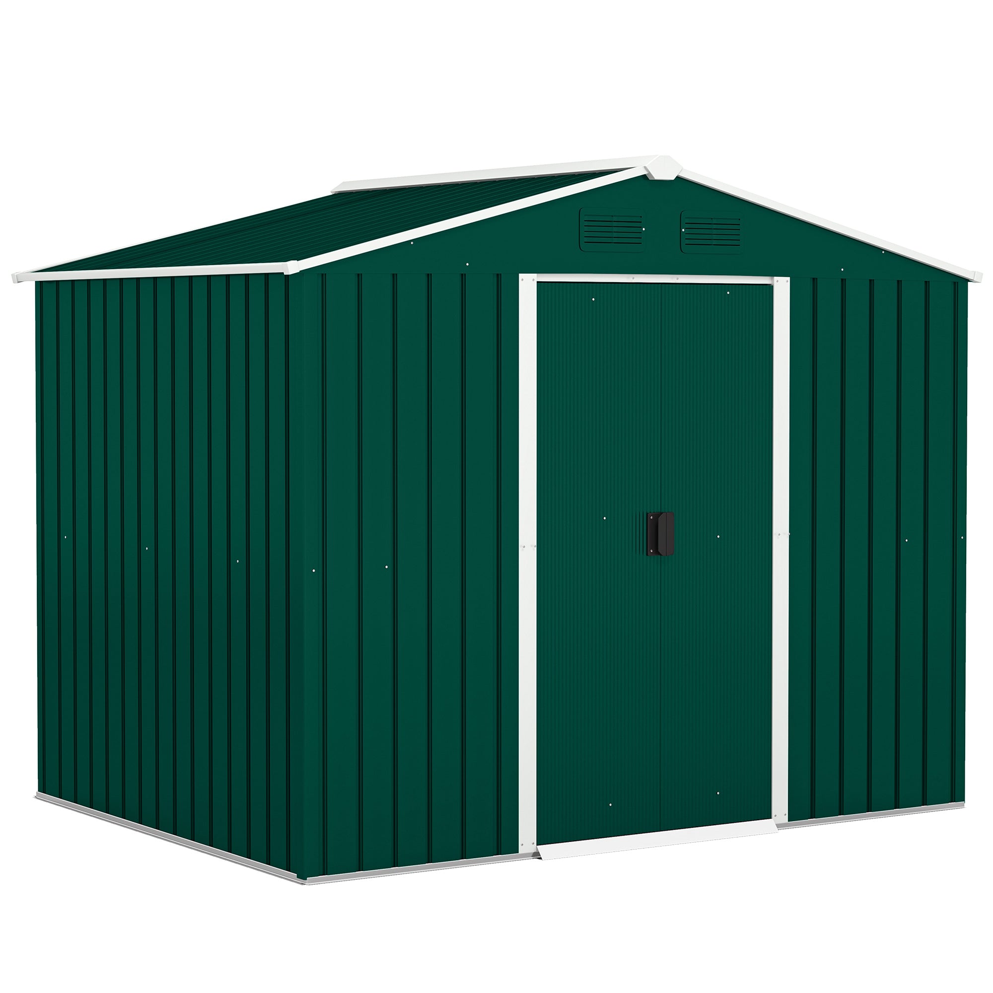 Galvanised Steel Outdoor Garden Shed 7.7ft x 5.7ft - Velmora