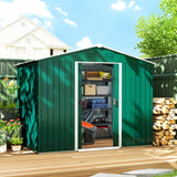 Galvanised Steel Outdoor Garden Shed 7.7ft x 5.7ft - Velmora