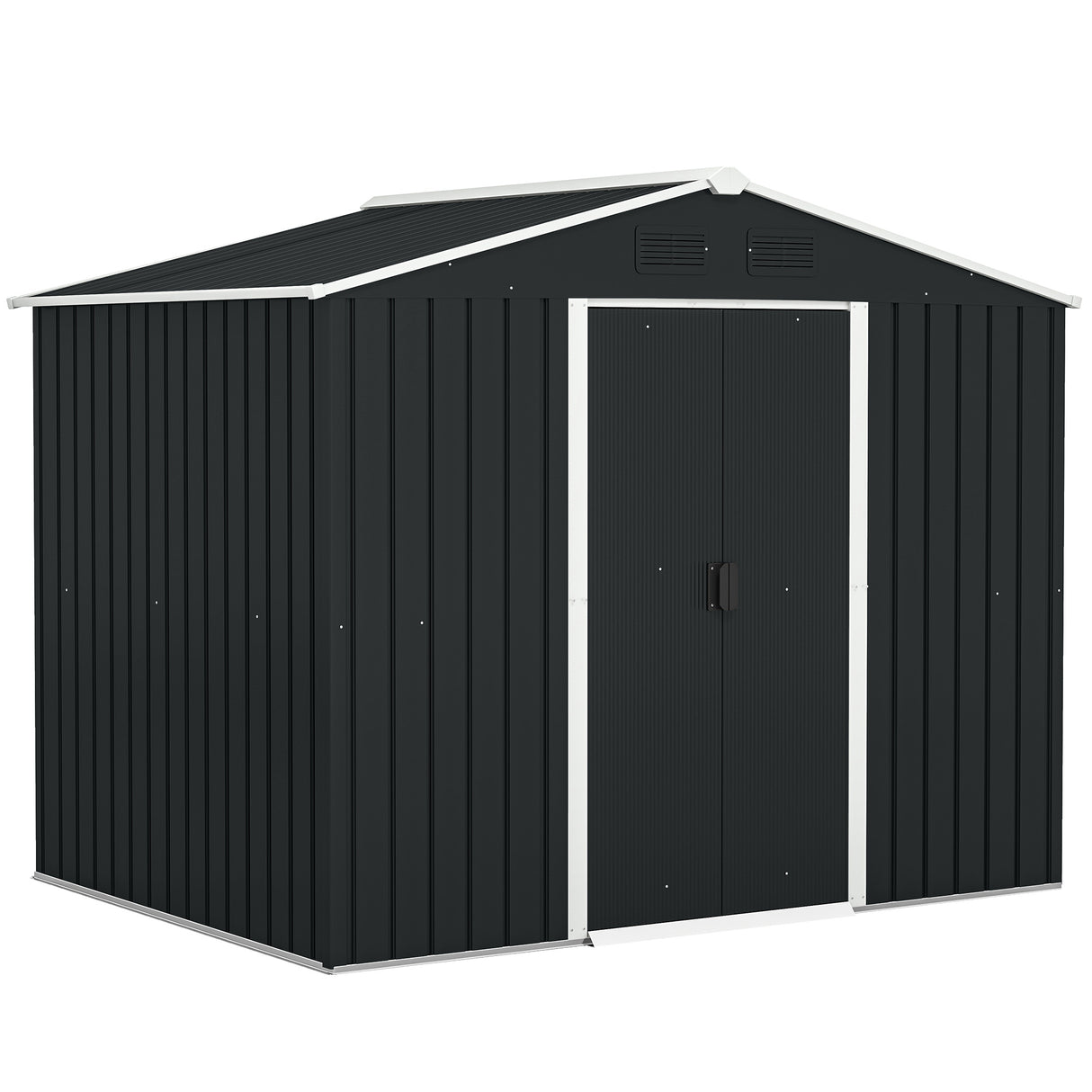 Galvanised Steel Outdoor Garden Shed 7.7ft x 5.7ft - Velmora