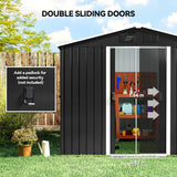 Galvanised Steel Outdoor Garden Shed 7.7ft x 5.7ft - Velmora