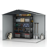 Galvanised Steel Outdoor Garden Shed 7.7ft x 5.7ft - Velmora
