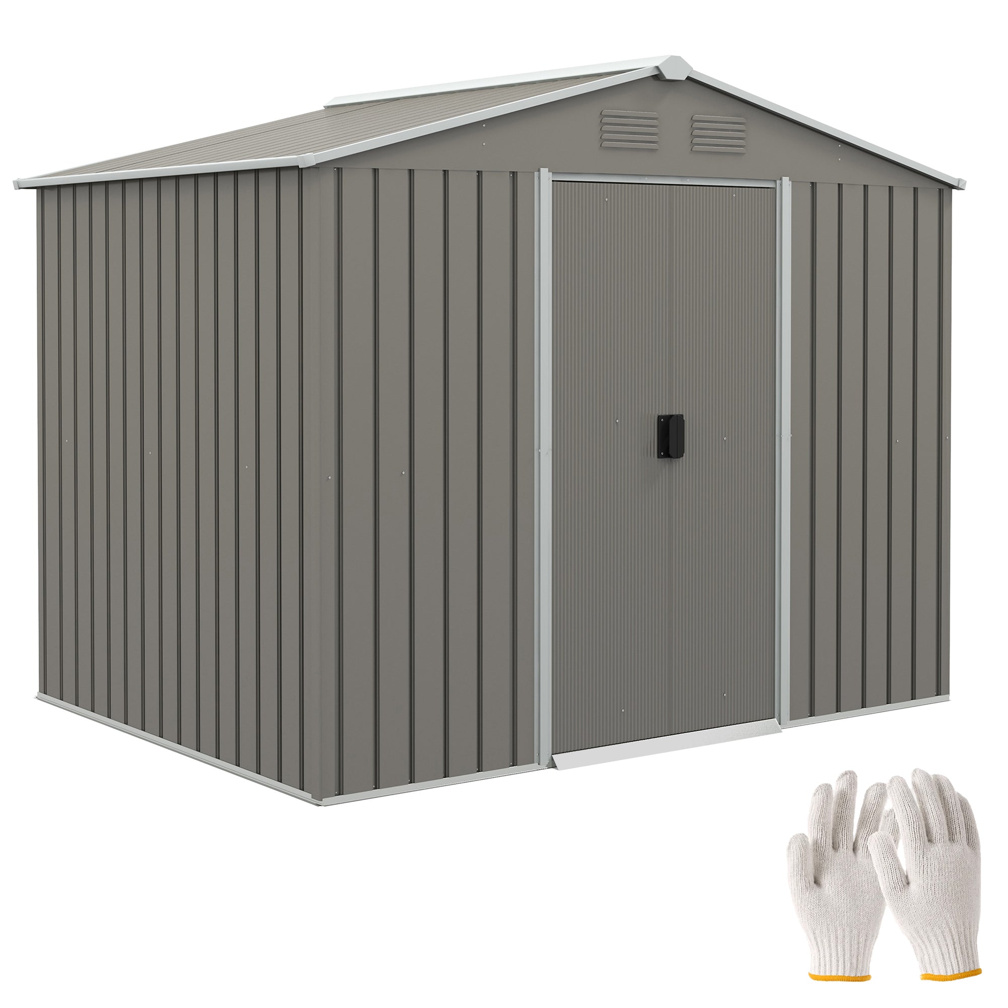 Galvanised Steel Outdoor Garden Shed 7.7ft x 5.7ft - Velmora