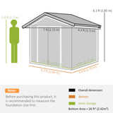 Galvanised Steel Outdoor Garden Shed 7ft x 4ft - Velmora