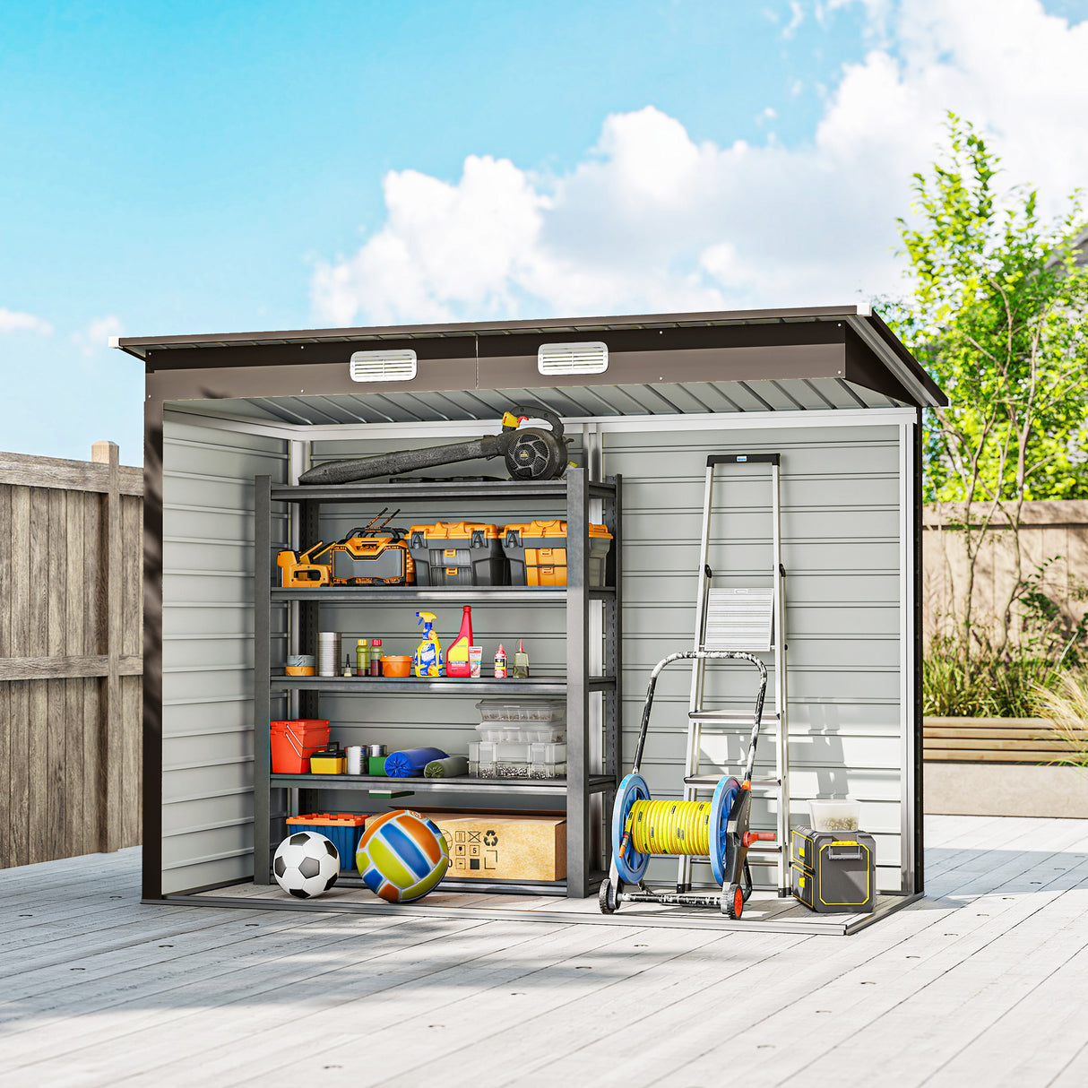 Galvanised Steel Outdoor Garden Shed 8.2ft x 4ft - Velmora