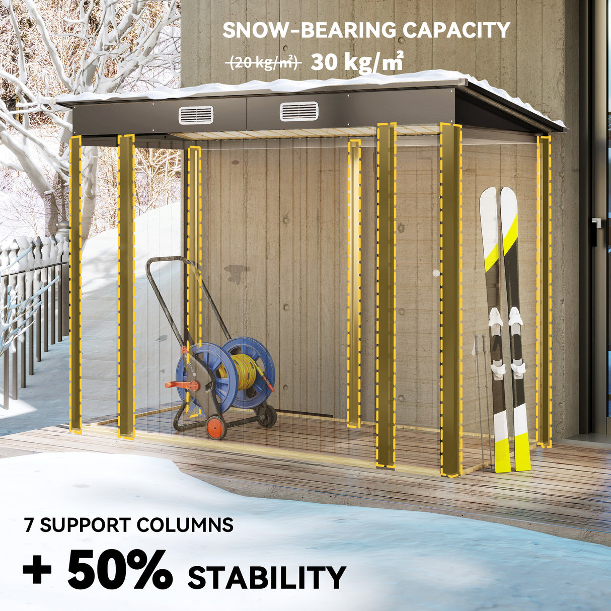 Galvanised Steel Outdoor Garden Shed 8.2ft x 4ft - Velmora