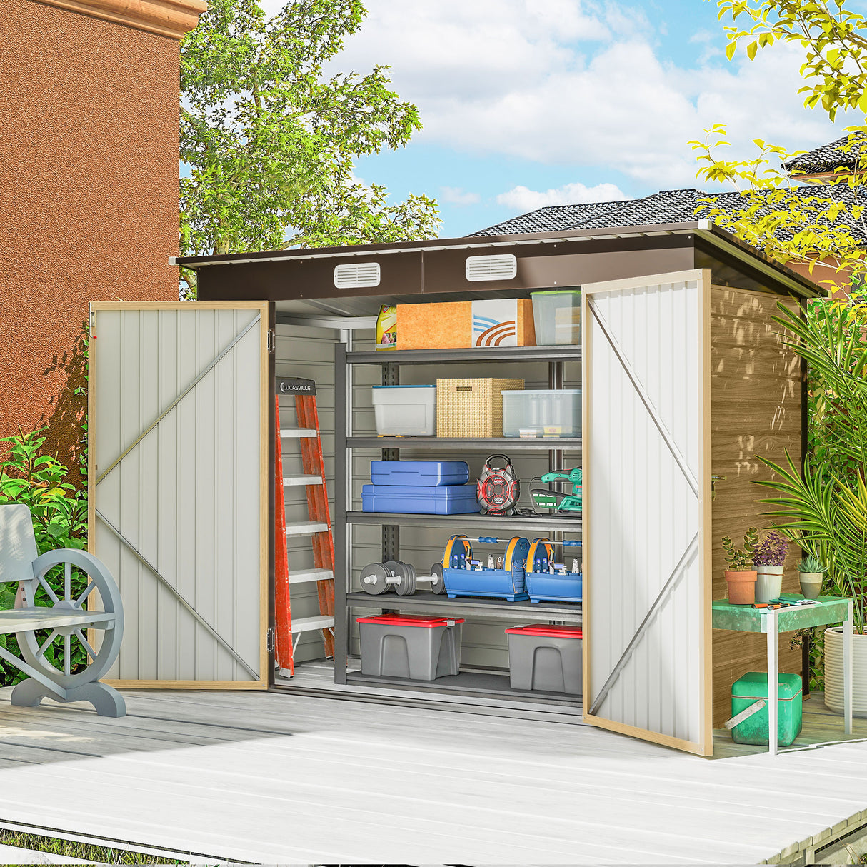 Galvanised Steel Outdoor Garden Shed 8.2ft x 4ft - Velmora