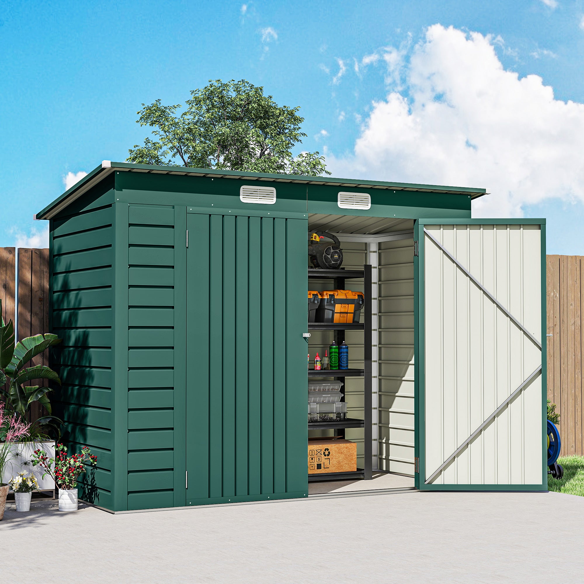 Galvanised Steel Outdoor Garden Shed 8.2ft x 4ft - Velmora