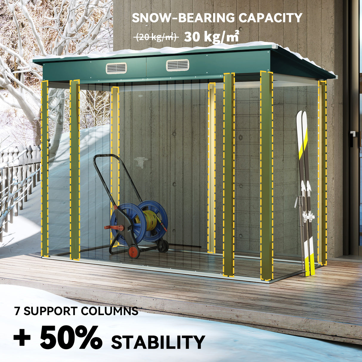Galvanised Steel Outdoor Garden Shed 8.2ft x 4ft - Velmora