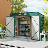 Galvanised Steel Outdoor Garden Shed 8.2ft x 4ft - Velmora