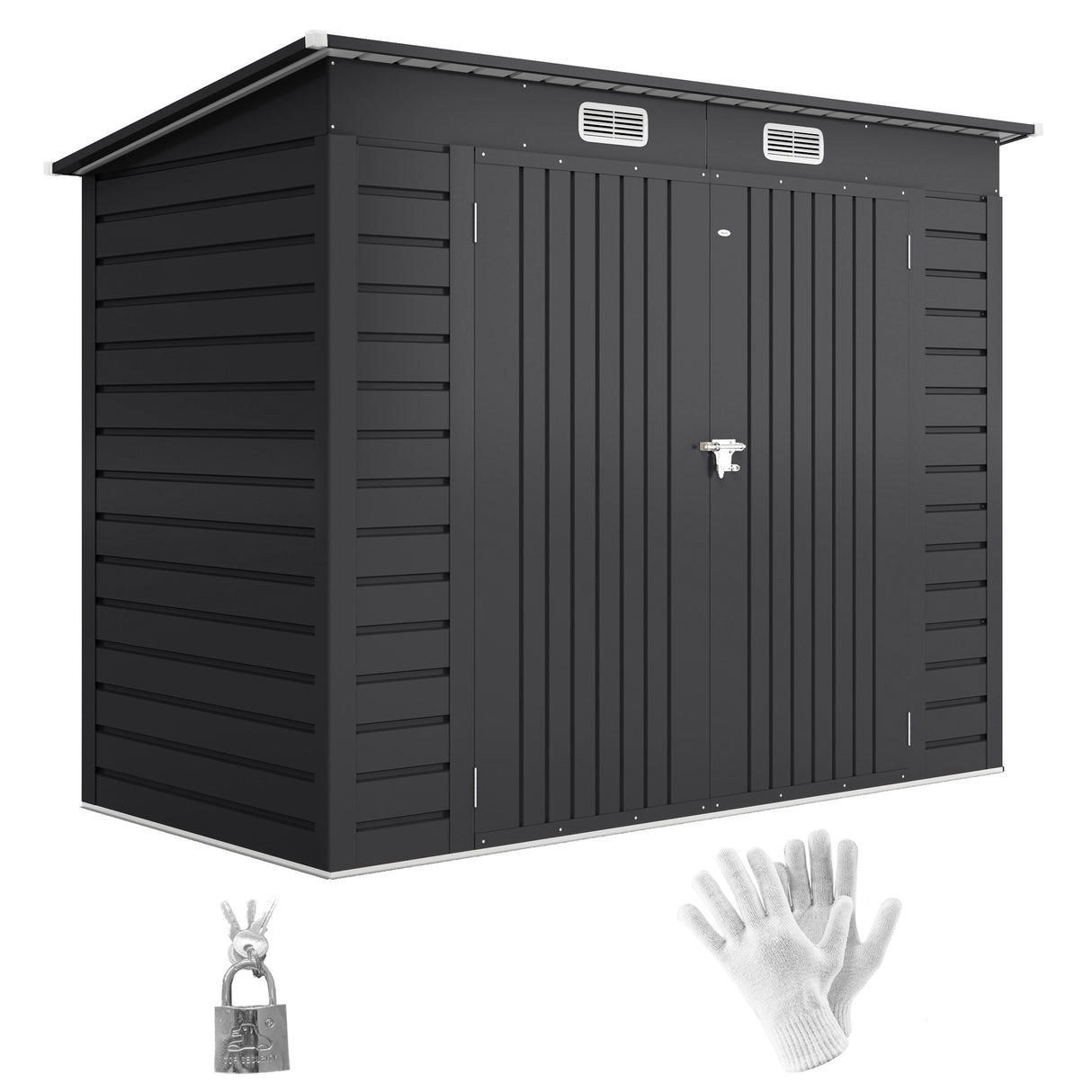 Galvanised Steel Outdoor Garden Shed 8.2ft x 4ft - Velmora