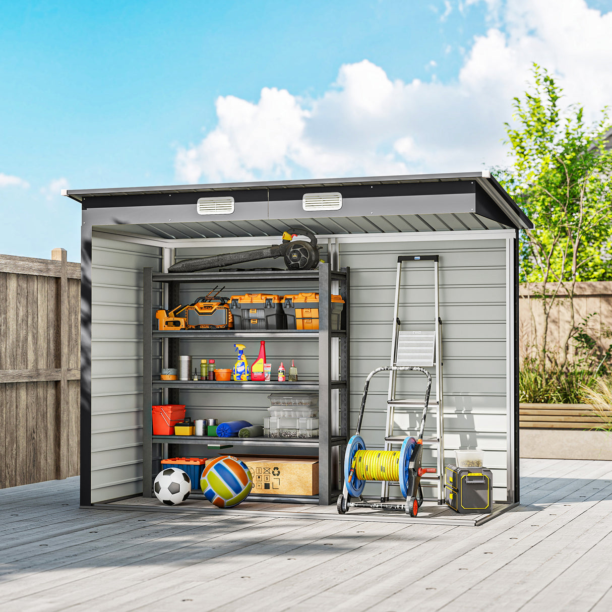 Galvanised Steel Outdoor Garden Shed 8.2ft x 4ft - Velmora