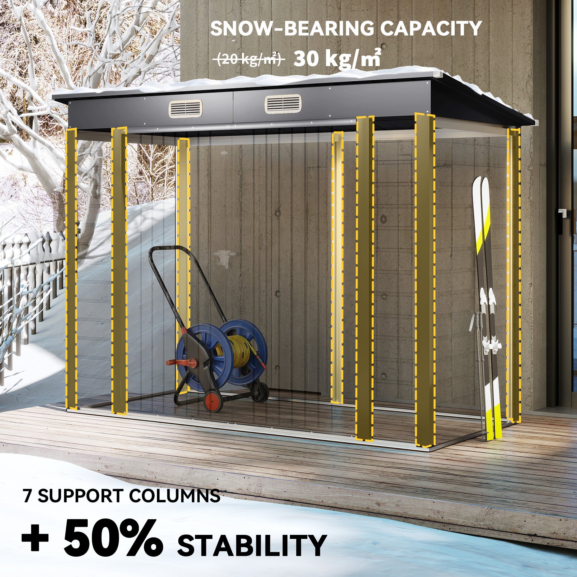 Galvanised Steel Outdoor Garden Shed 8.2ft x 4ft - Velmora