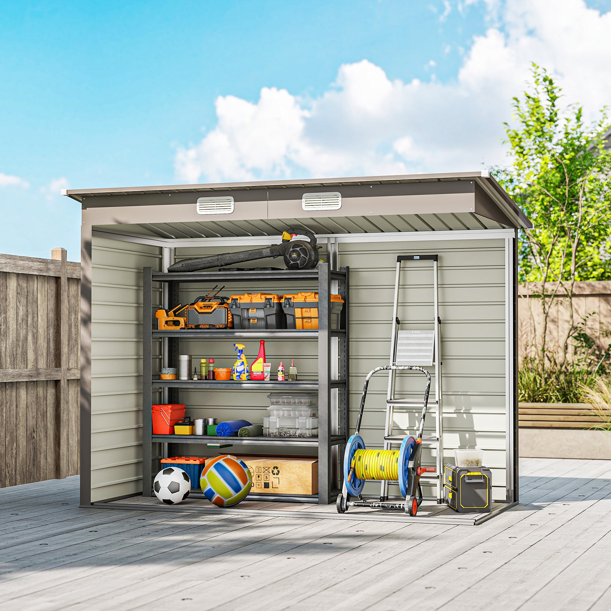 Galvanised Steel Outdoor Garden Shed 8.2ft x 4ft - Velmora