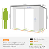 Galvanised Steel Outdoor Garden Shed 8.2ft x 4ft - Velmora