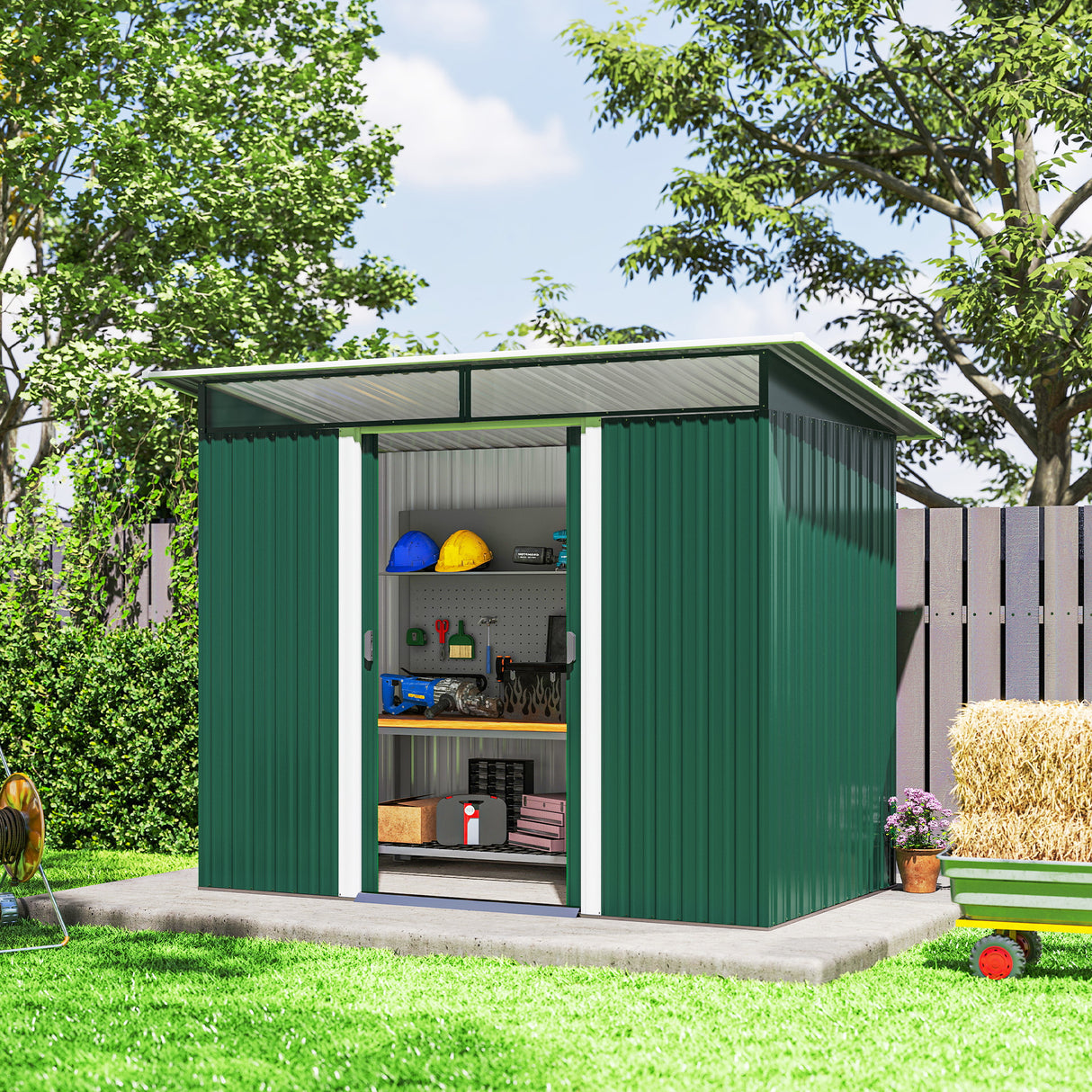 Galvanised Steel Outdoor Garden Shed 8.5ft x 4ft - Velmora