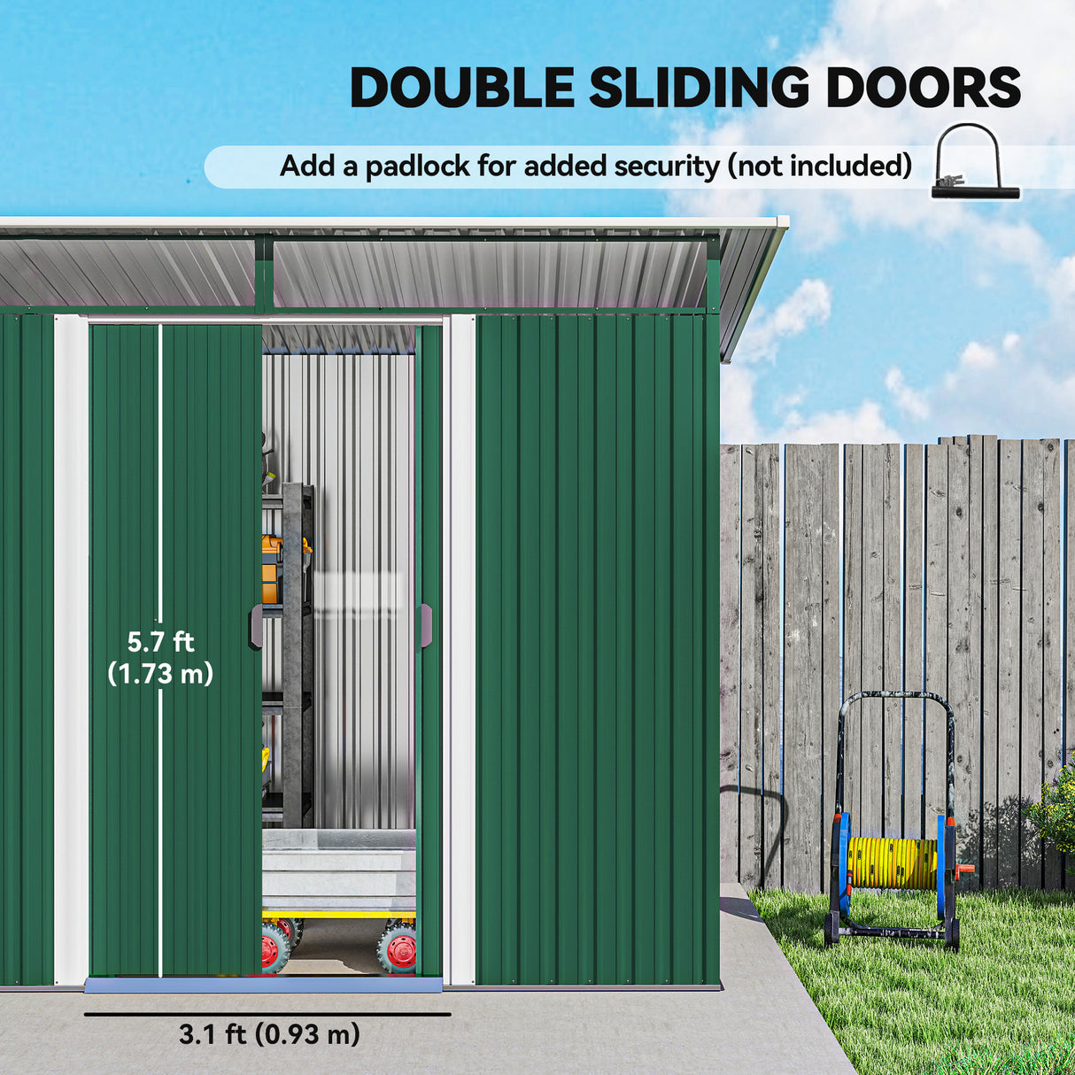 Galvanised Steel Outdoor Garden Shed 8.5ft x 4ft - Velmora
