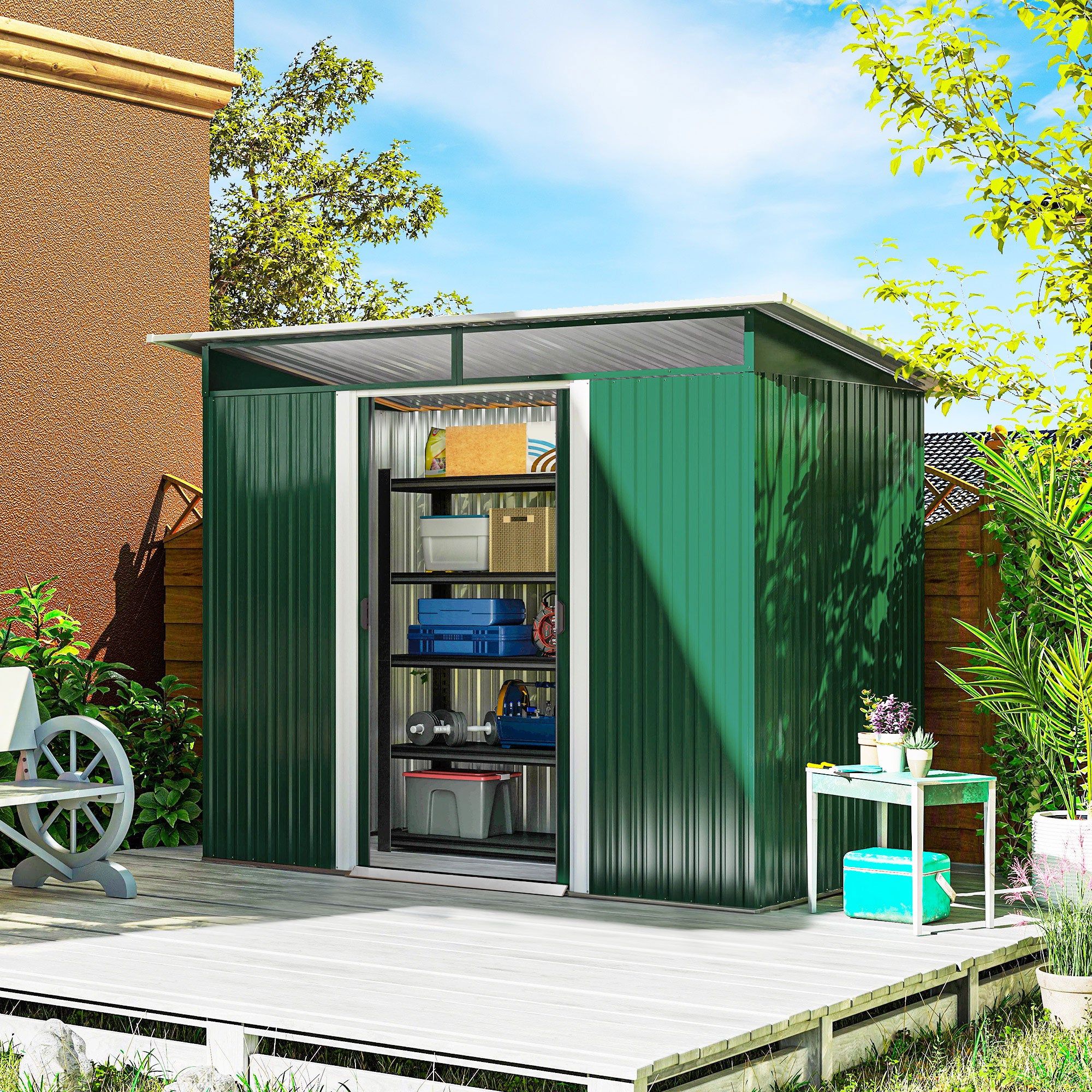 Galvanised Steel Outdoor Garden Shed 8.5ft x 4ft - Velmora