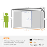 Galvanised Steel Outdoor Garden Shed 8.9ft x 6.5ft - Velmora