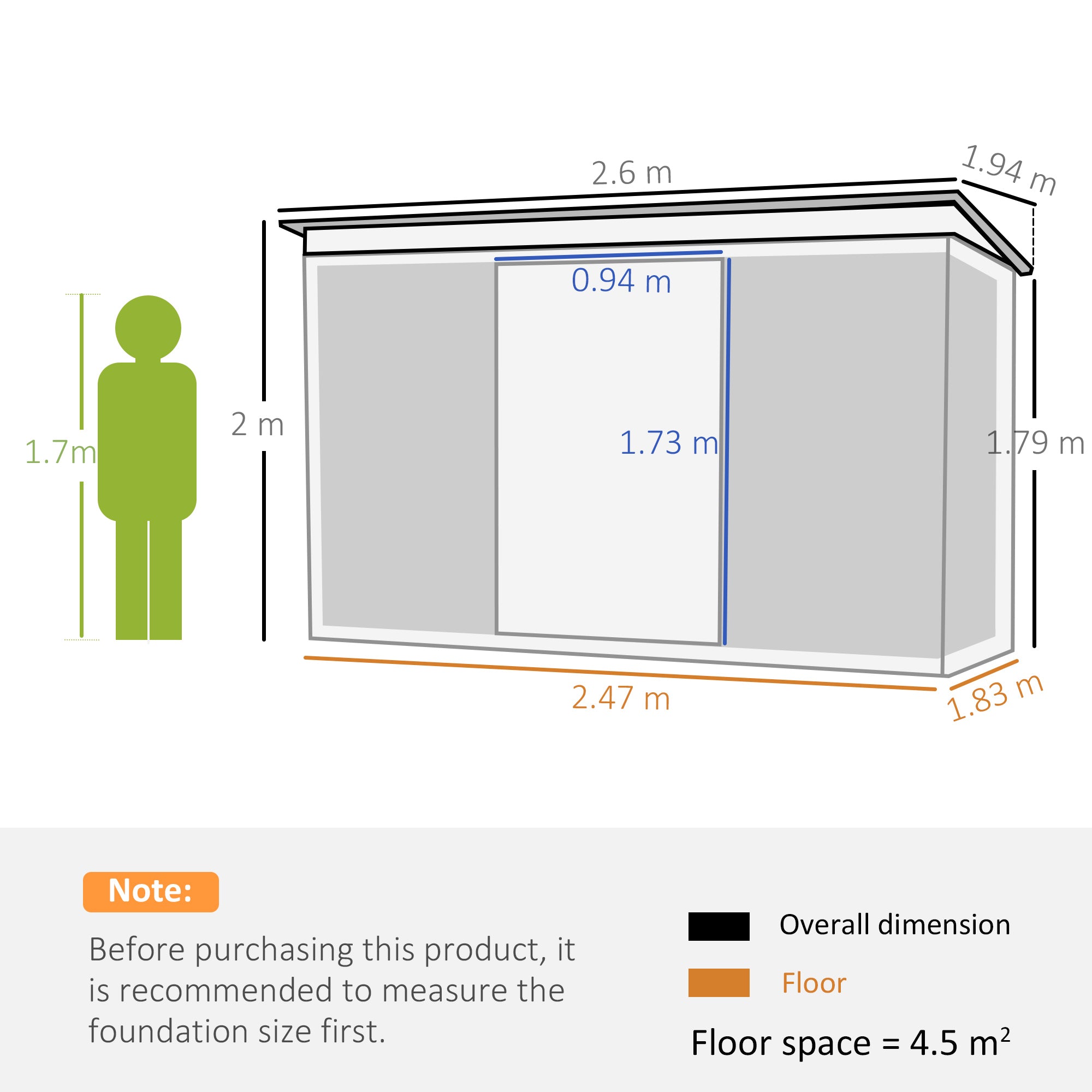 Galvanised Steel Outdoor Garden Shed 8.9ft x 6.5ft - Velmora