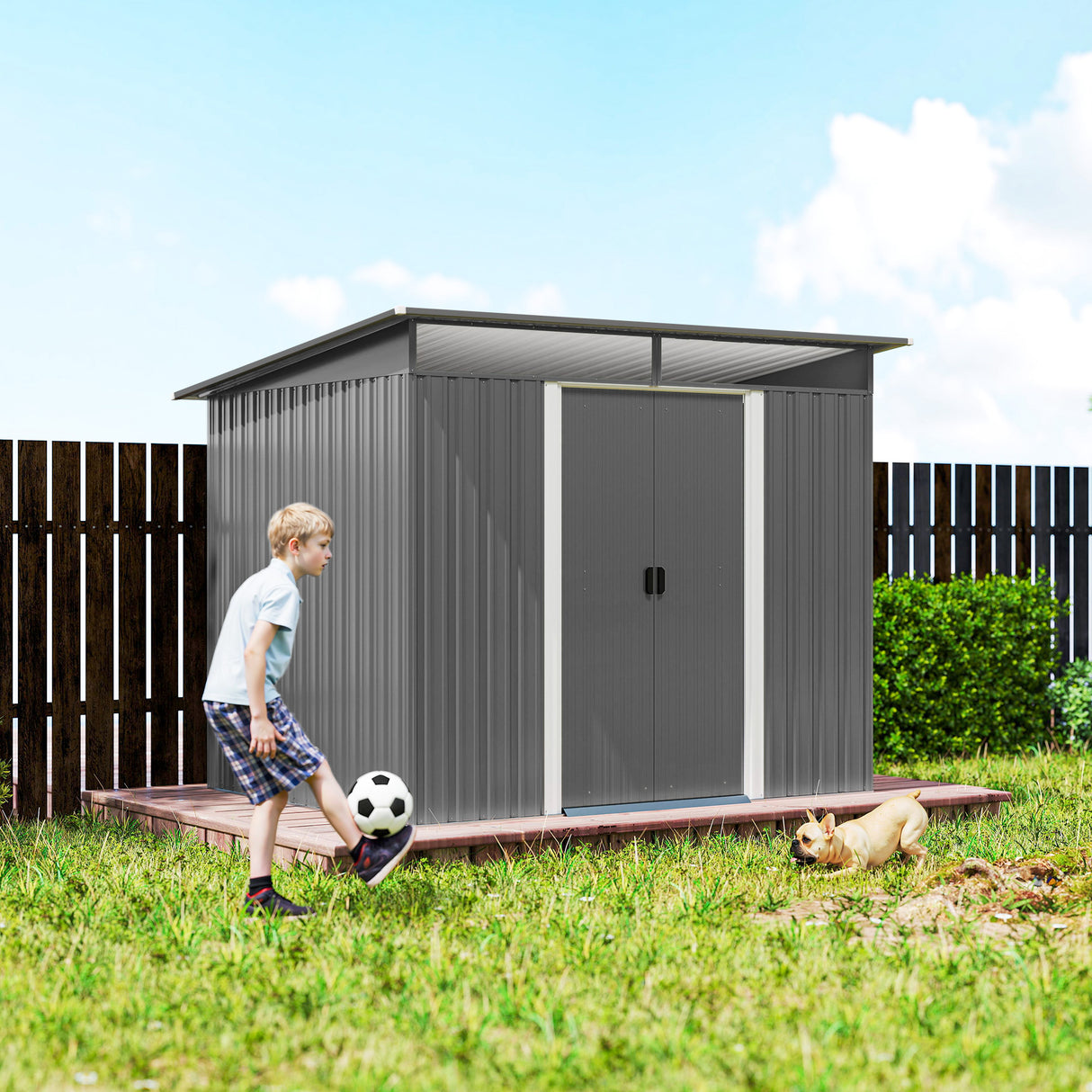 Galvanised Steel Outdoor Garden Shed 8.9ft x 6.5ft - Velmora
