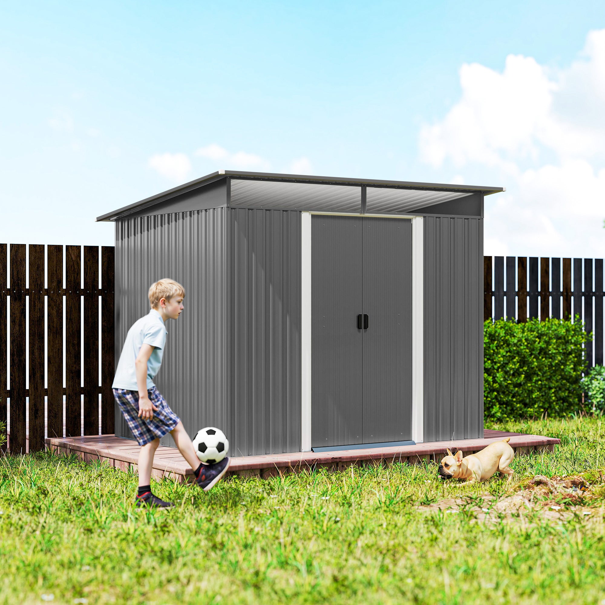 Galvanised Steel Outdoor Garden Shed 8.9ft x 6.5ft - Velmora