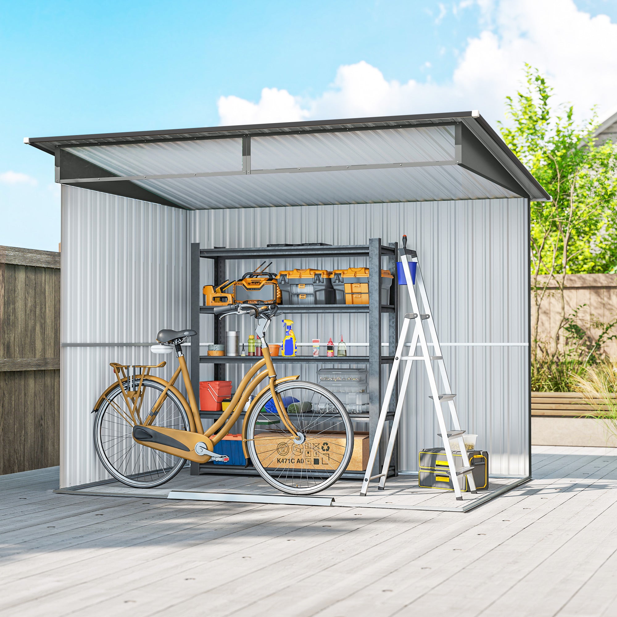Galvanised Steel Outdoor Garden Shed 8.9ft x 6.5ft - Velmora