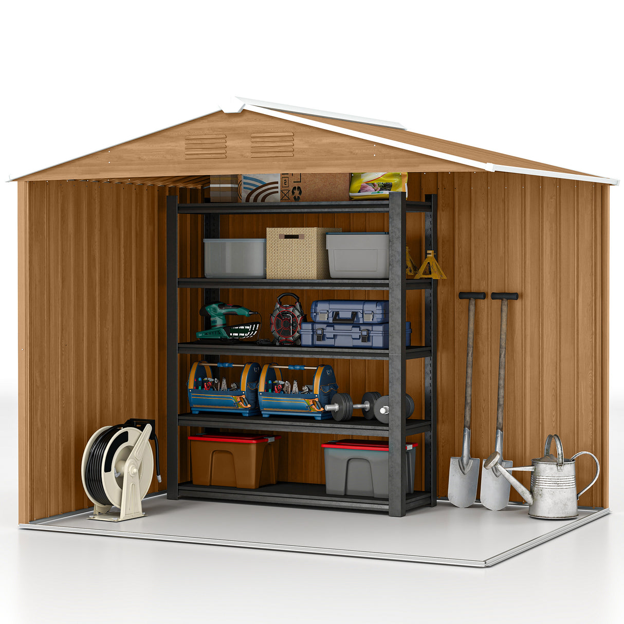 Galvanised Steel Outdoor Garden Shed 8ft x 6ft - Velmora