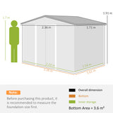 Galvanised Steel Outdoor Garden Shed 8ft x 6ft - Velmora