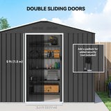 Galvanised Steel Outdoor Garden Shed 8ft x 6ft - Velmora