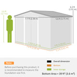 Galvanised Steel Outdoor Garden Shed 8ft x 6ft - Velmora