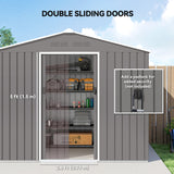 Galvanised Steel Outdoor Garden Shed 8ft x 6ft - Velmora